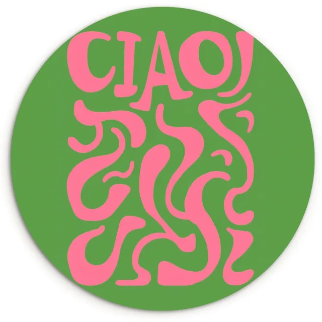 WallCircle Wandcirkel 140x140 cm - Muurcirkel Abstract - Roze - Ciao - Vormen - Muurdecoratie woonkamer - Wanddecoratie slaapkamer - Kamer decoratie accessoires - Ronde schilderijen Ciao - Abstract