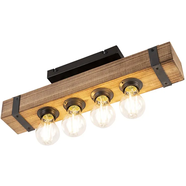 QAZQA reena - Industriele LED Smart Plafondlamp incl. wifi - 4 lichts - L 46.5 cm - Bruin - Industrieel - Woonkamer | Slaapkamer | Keuken Bruin Smart LED
