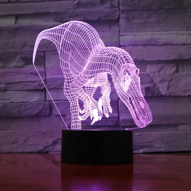 MC Living 3D Led Lamp Met Gravering - RGB 7 Kleuren - Dinosaurus