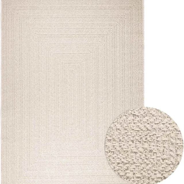 vidaXL Vloerkleed - ZIZUR - room - binnen - en - buiten - cm - jute - look crème