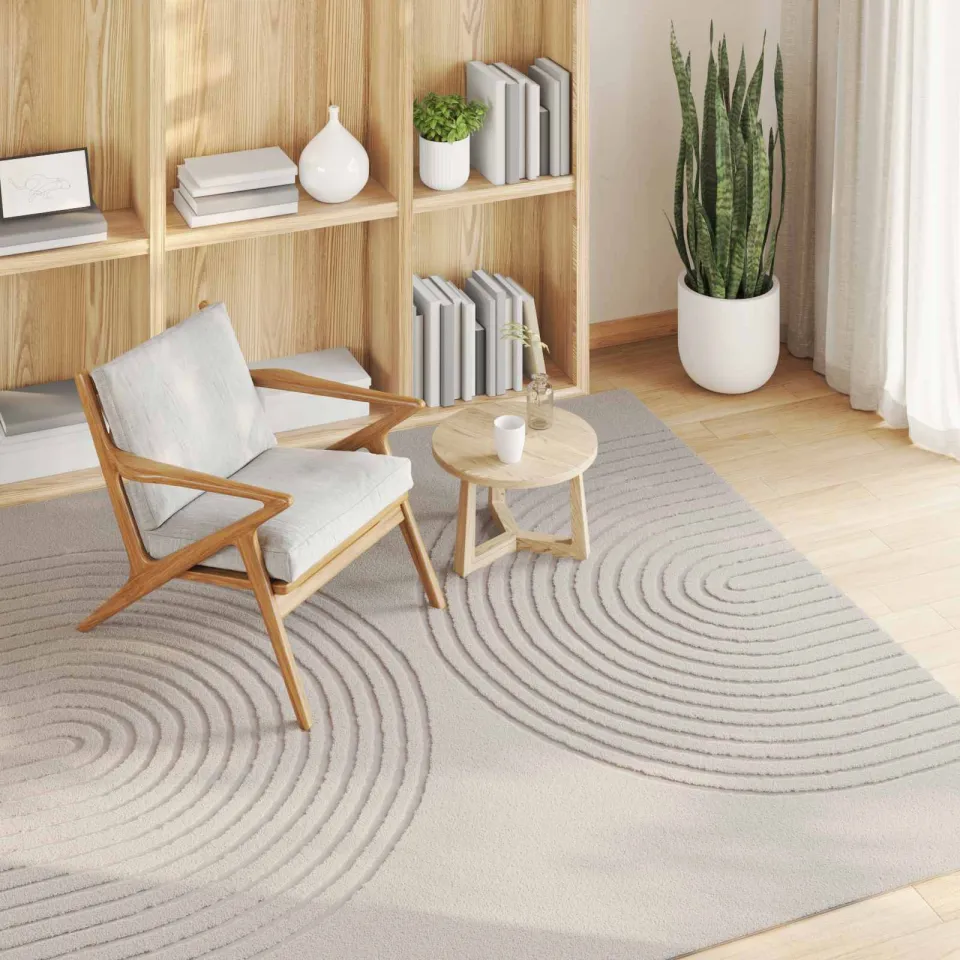 vidaXL Binnen kleed GALATI Crèmekleurig 120 x 120 cm Polyester, foto 3