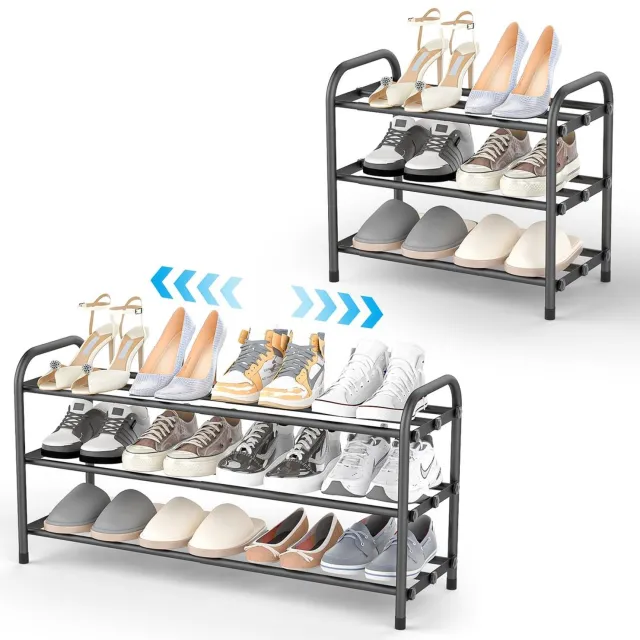 Duraxl Schoenenrek - 3 niveaus - Metaal - Zwart - 42 tot 80 cm