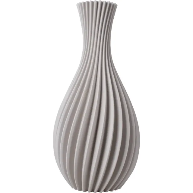 Slimprint Vaas ROSA, Greige, D19 x H40 cm, Decoratieve Spiraalvaas voor Droogbloemen, Gerecycled Biokunststof Taupe-grijs