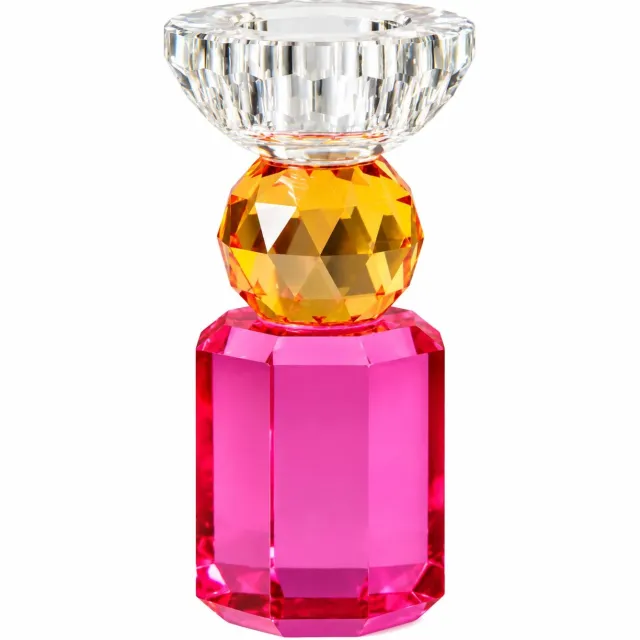 Colmore by Diga living in luxury gekleurde glazen kandelaar Candle holder fuchsia orange crystal glass 8x8x15 Multicoloured