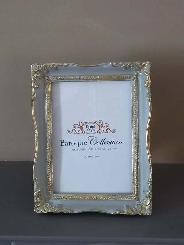 Baroque Fotolijst - Fotolijst 13x18 cm - Grijs - Resin - Staand/Liggend - 21.5x17x2.5 - Polyresin grey
