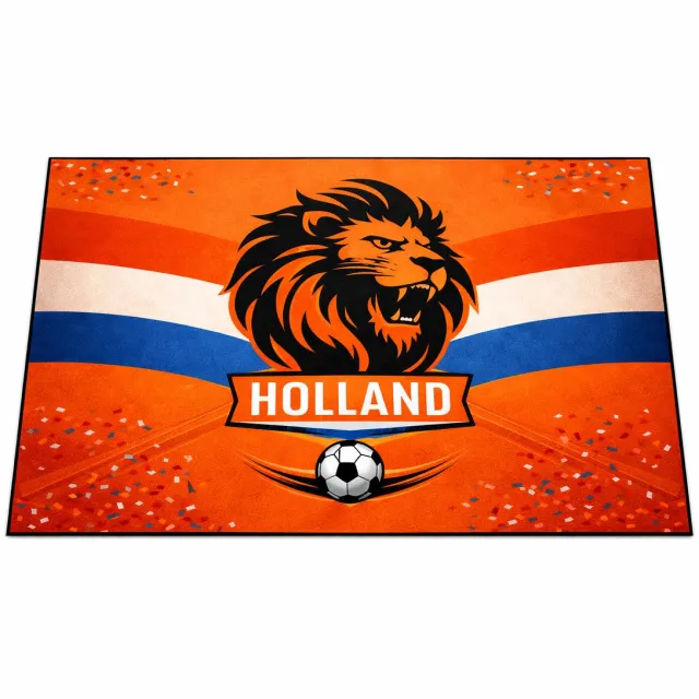 Muratap Oranje Voetbal Vloerkleed – Holland Leeuw Wasbaar- 95x145 CM