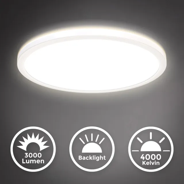 B.K.Licht Pafonniére - dimbaar - witte plafondlamp - rond (Ø42cm) - 4.000K neutral wit licht