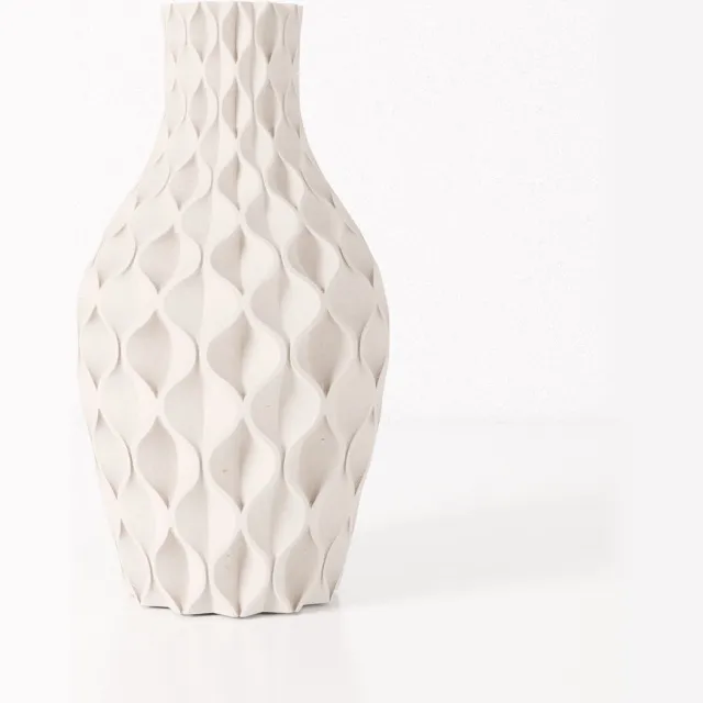 Fleuriek vaas VERA - Beige H50 cm - Grote designvaas / vloervaas - Luxe blikvanger met reliëfpatroon