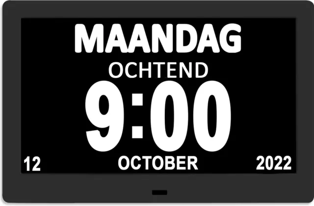 Toivo Dementieklok - 7 Inch Display - Met Afstandsbediening - Digitaal - Alzheimer - Kalenderklok - Klok Met Datum En Dag - Wandklokken Zwart