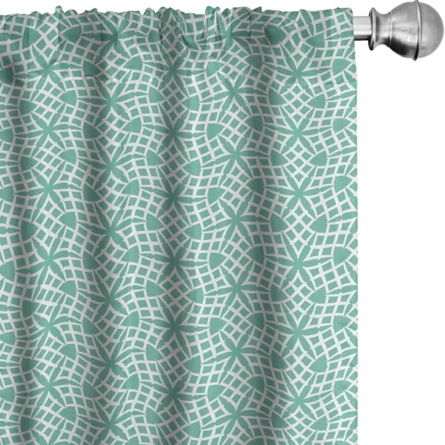 ABAKUHAUS Aqua-Damast gordijnen – 2x75x175 cm – zeegroen & wit – microvezel Zeegroen en Wit