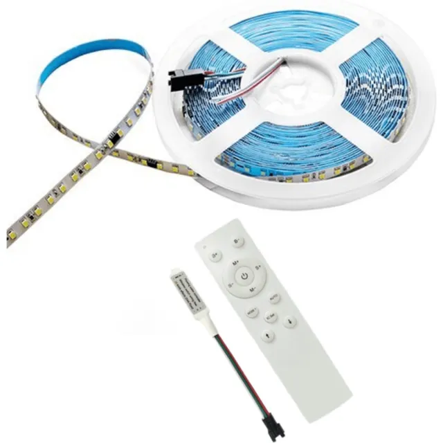 Silumen LED strip 10M dynamisch effect 120LED/m 24V 10W/m + RF-controller 12-24V voor koud wit LED-strip - Overig - Wit Froid 6400K - SILUMEN Andere