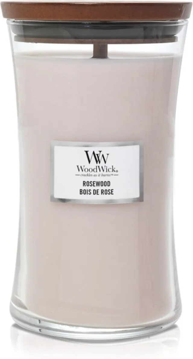 Woodwick Hourglass Large Geurkaars - Rosewood - 130 branduren Roze