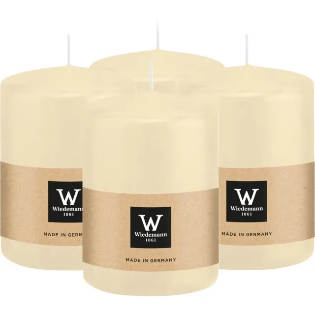 Wiedemann Cilinderkaars/stompkaars - 4x - creme wit - 6 x 8 cm - 29 branduren - zuilkaarsen