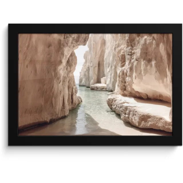 FrameYourWall Poster in lijst - Fotolijst 30x20 cm - Posters - Rotsen - Zee - Zand - Kloof - Posterlijst zwart - Decoratie - Wanddecoratie woonkamer - Muurdecoratie slaapkamer