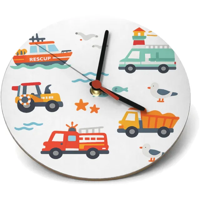Mr Cadeautjes Klok rond Ø 19 - design Reddingsvoertuigen op zee | cadeau Wit