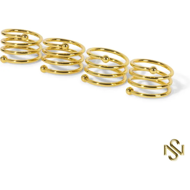 San Naila Servetringen - 4-delig - Spiral - Goud - Glans - Luxe - Tafeldecoratie-RVS Goud 2