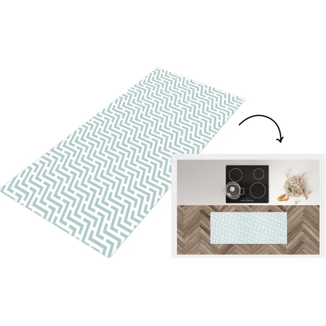 KitchenYeah Keukenloper - Loper keuken - Design - Geometrie - Patroon - Groen - Keukenloper vinyl