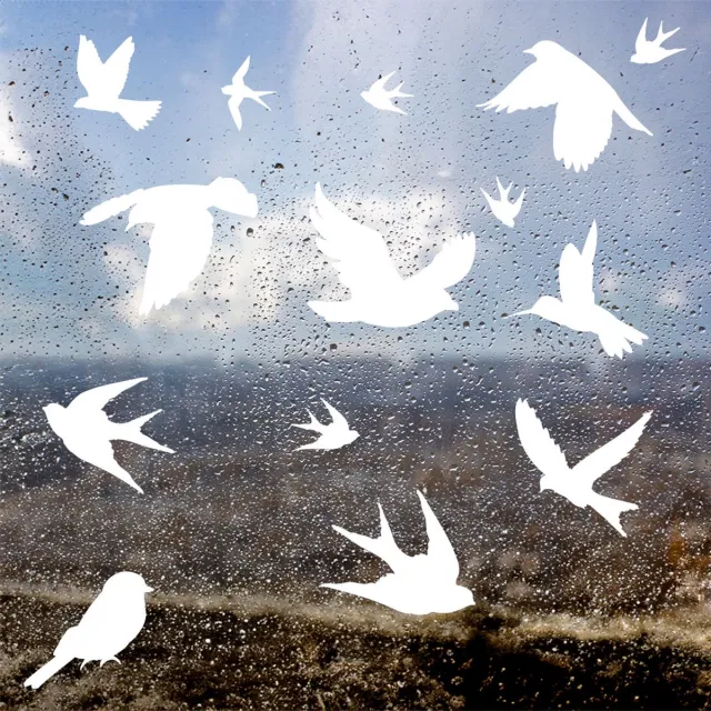 Plakkers Vogelbescherming stickers Wit - Verplaatsbaar - Raamstickers vogels statisch