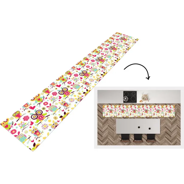 KitchenYeah Keukenloper - Keukenmat - Patronen - Uil - Dieren - 360x60 cm - Keuken vloerkleed Multicolor