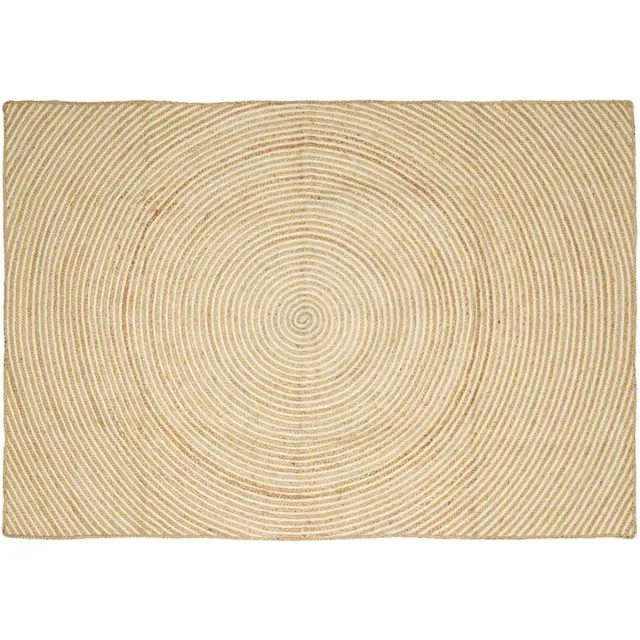 vidaXL Gebied - Tapijt - Natuurlijk - en - Wit - 240 - x - 340 - cm - Jute Natuurlijk en Wit