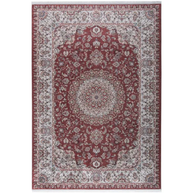 Muratap Star Klassiek Oosters Vloerkleed Wasbaar Anti Slip Rood Creme- 200x290 CM