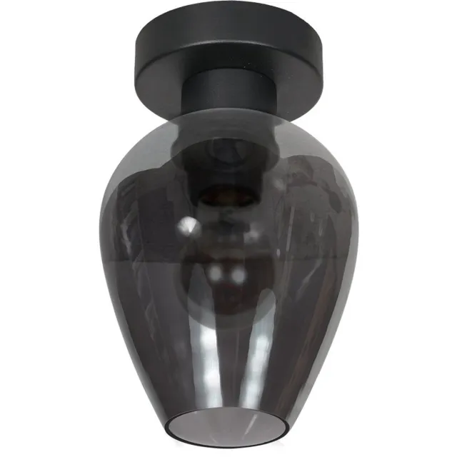 Steinhauer Plafonnier Drovia 4372ZW smoke glas 15 cm hoogte 20 cm metaal zwart Steinhauer modern ontwerp