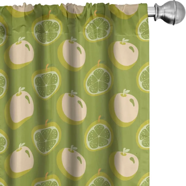 ABAKUHAUS Fruit Gordijnen – 2x75x245 cm – Microvezel – Halfdonker – Geel Appel