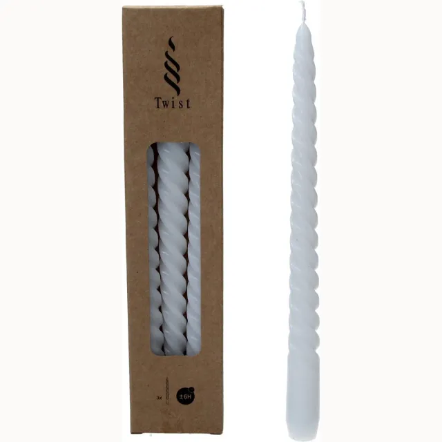 twist Draaikaarsen Gedraaide Dinerkaars 25cm 3 Stuks Wit