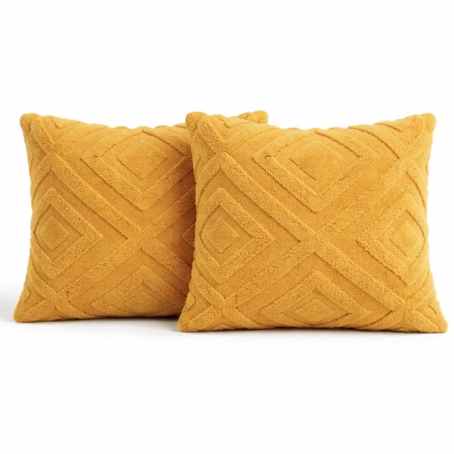 Trovano Sierkussens set van 2 50x50 cm Okergeel | Inclusief binnenkussens | Vierkante, Luxe & Zachte kussens voor Bank & Woonkamer