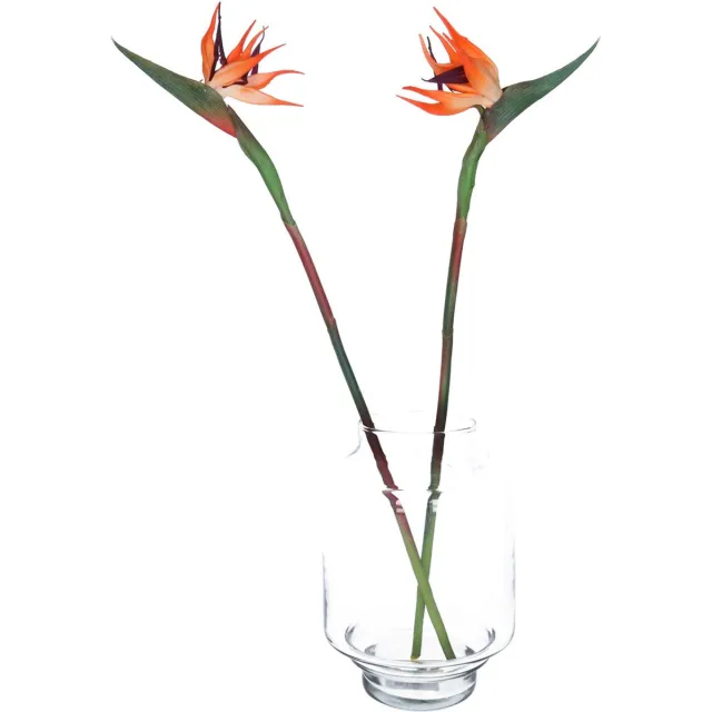 Bellatio Design Kunstbloem Strelitzia - 2x - 58 cm - losse steel - kunst zijdebloem - Paradijsvogelplant Oranje