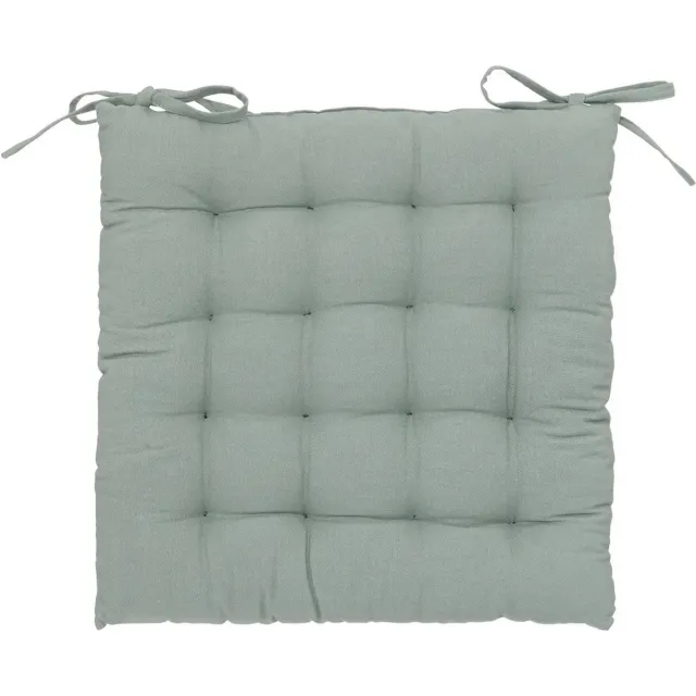 Atmosphera Stoelkussen Loria 38 x 38 cm - Met 2 lintjes - 100% katoen - Celadongroen
