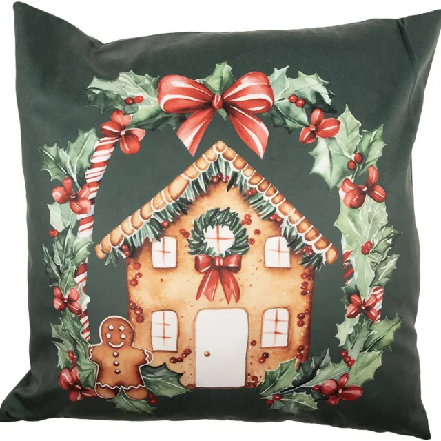 Clayre & Eef Kussenhoes 45x45 cm Groen Polyester Kerst