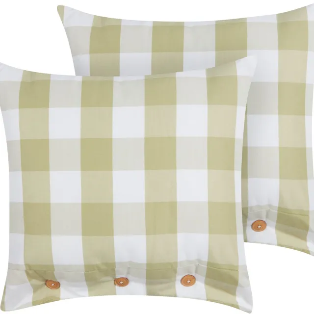 Beliani TAMNINE - Sierkussen set van 2 - Lichtgroen - 45 x 45 cm - Polyester