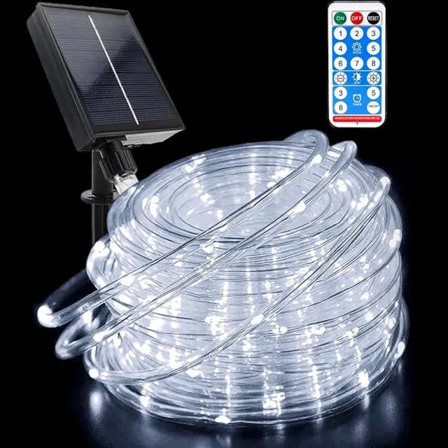 Tupe Lichtsnoer op zonne - energie - waterdicht - 22 m - 8 modi - 200 leds - lichtslang met afstandsbediening - voor binnen en buiten - tuin - huis - feest - bruiloft - Kerstmis - decoratie