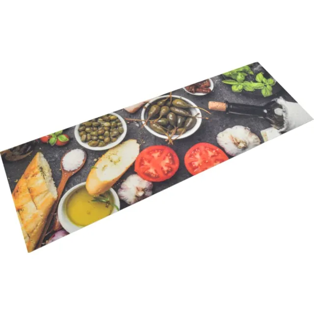 vidaXL Keukenmat wasbaar wijn- en dinerprint 60x180 cm fluweel Meerkleurig