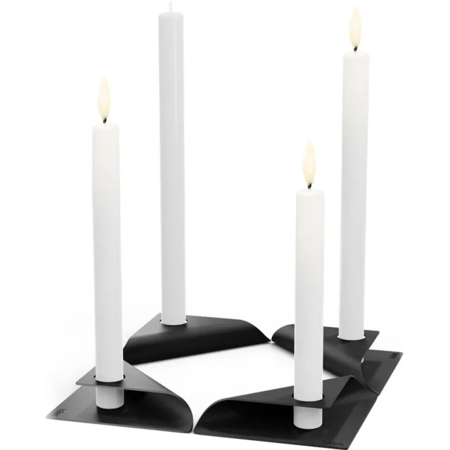 Höfats SQUARE CANDLE Kandelaar 4pack zwart Roestvrijstalen kandelaar voor staafkaarsen