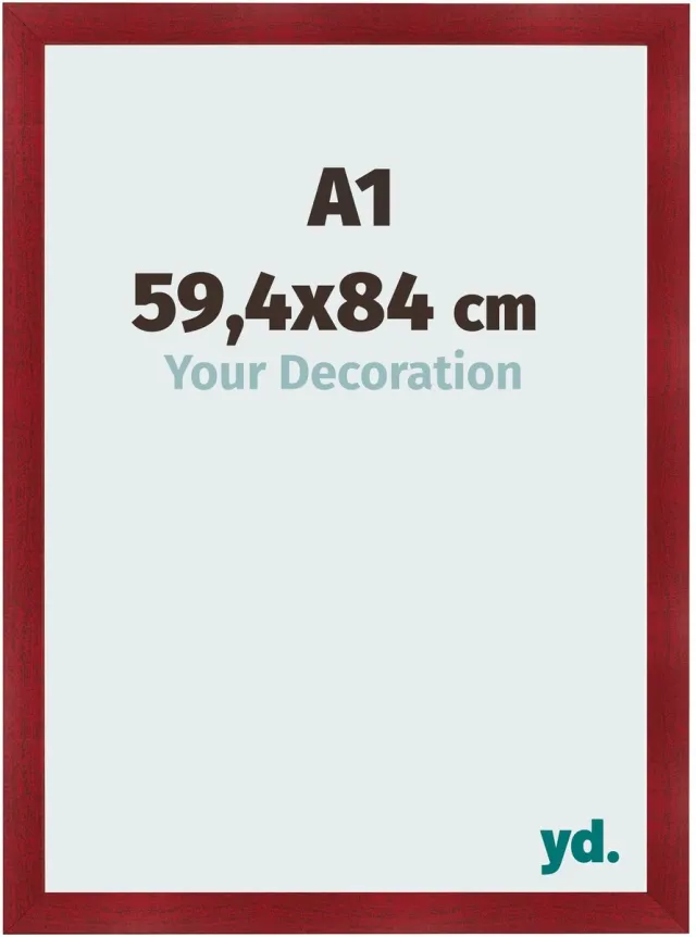 yd. Your Decoration - Fotolijst A1 59,4x84 cm - MDF - Wijnrood Geveegd - Pisa