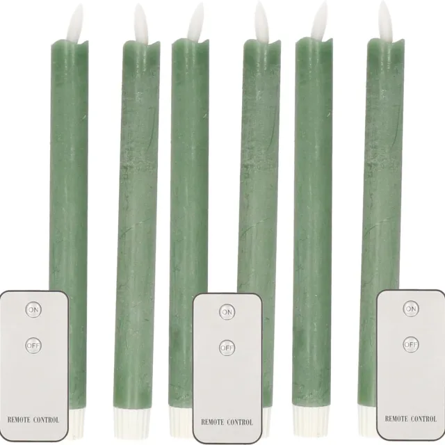 Anna's Collection LED dinerkaarsen - 6x - jade groen - 23 cm - met afstandsbediening Olijf groen