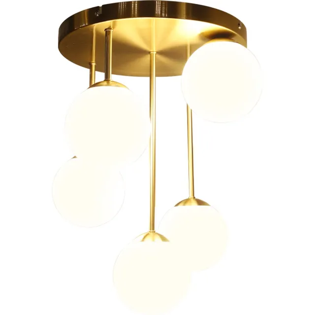 Olucia STACY - Plafondlamp - Messing / Wit - Vorm: Rond