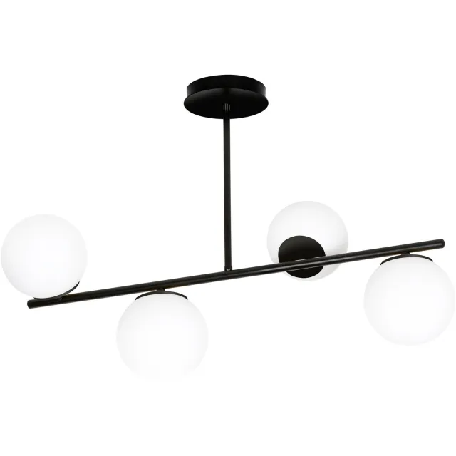 Emibig Odder zwarte 4 lamp hanglamp met melkwitte bollen E14 - Perfecte verlichting voor elke ruimte
