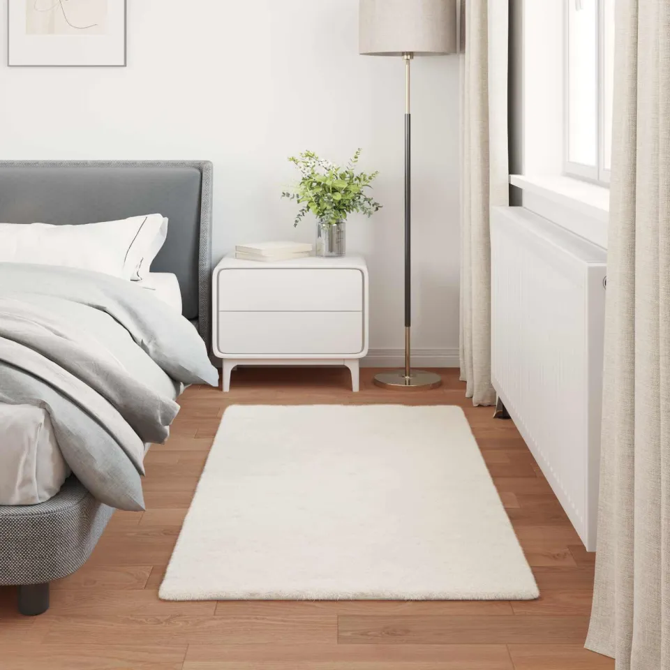 vidaXL Antislip vloerkleed van imitatie konijnenbont OLITE crème, foto 3