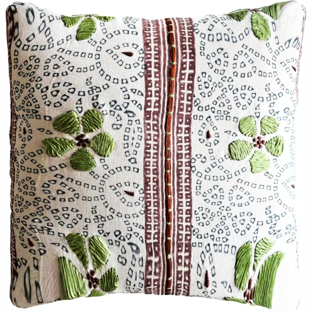 Urbane Hide Kussens woonkamer | kussenhoes 45x45 cm | kussensloop | sierkussens | cushion cover | katoen | hand block printed groente