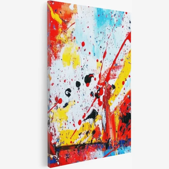 Saammp Canvas Schilderij - Explosie van verfdruppels - Abstracte wanddecoratie- 60x90 - Foto op canvas - Wanddecoratie - Muurdecoratie Woonkamer - Kantoor Decoratie multicolor