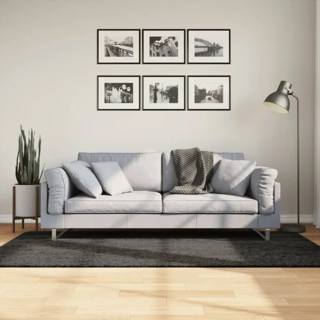 vidaXL Vloerkleed ISTAN hoogpolig glanzend 100x200 cm antracietkleurig, foto 2