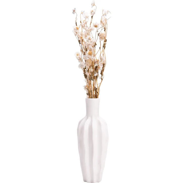 QUVIO Vaas – Vaasje – Vazen – Bloemenvaas – Droogbloemenvaas-Witte vaas – Vaas wit – Vaas keramiek – Keramische vaas – Japandi stijl – Droogbloemen vaas – Keramiek vaas – Bloemenvaasje – Keramiek - Wit
