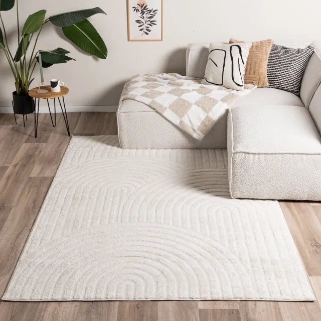 Fraai Japandi vloerkleed - Yori Arches Crème - 140x200cm