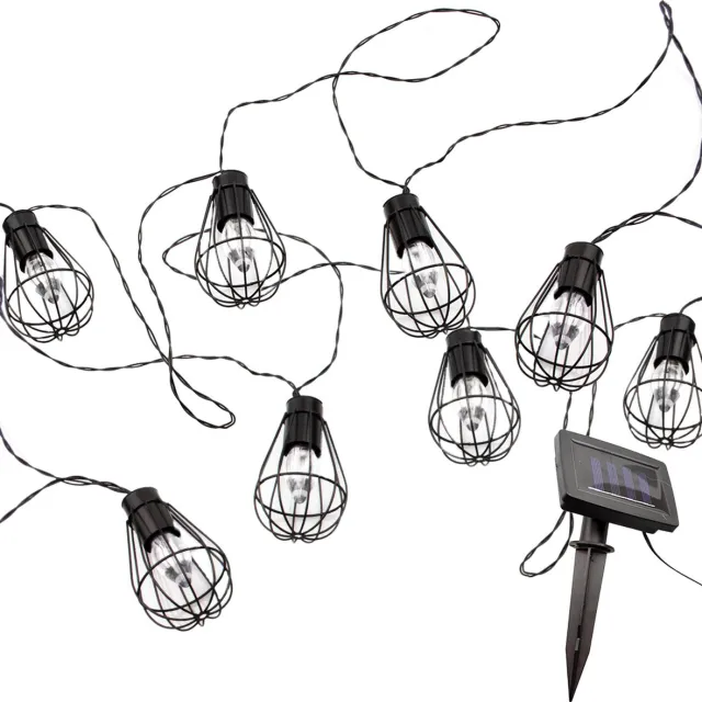 RexTech Lichtsnoer buiten - Solar lichtslinger Freya - Lichtsnoer met 10 warm witte led lampen - Tuinverlichting op zonne-energie