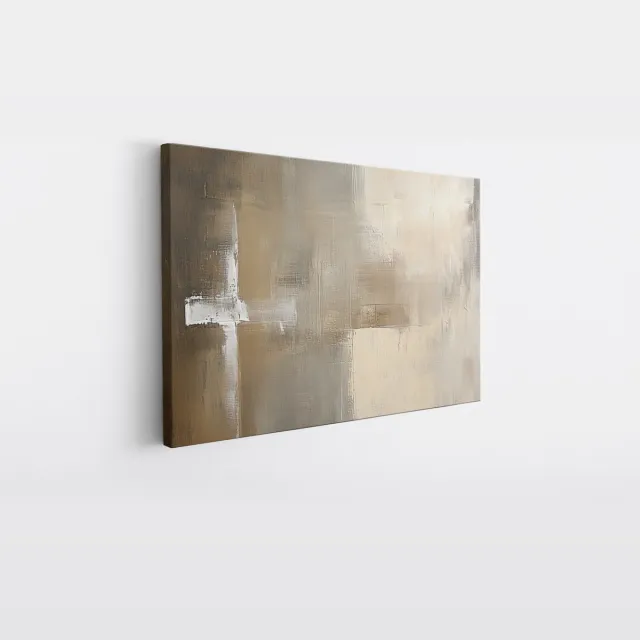 Saammp Canvas Schilderij - Beige - Simpel - Abstract kunstwerk - 45x30 - Foto op canvas - Wanddecoratie - Muurdecoratie Woonkamer - Slaapkamer decoratie - Canvas Print Multicolor