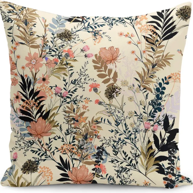 De Groen Home BLOEM Sierkussen Velvet - 50x50 cm - Beige Crème - Inclusief binnenkussen