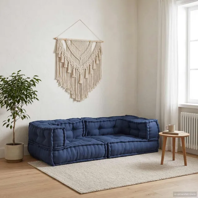 vidaXL Modulair Sofabet 3 st Stof Indigo 140 x 70 x 36 cm Blauw